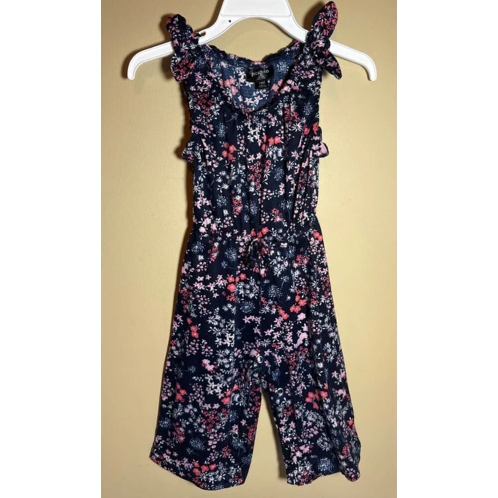 Picapino Blue Pink Floral Sleeveless Jumpsuit Baby Girls 18 Months 3092